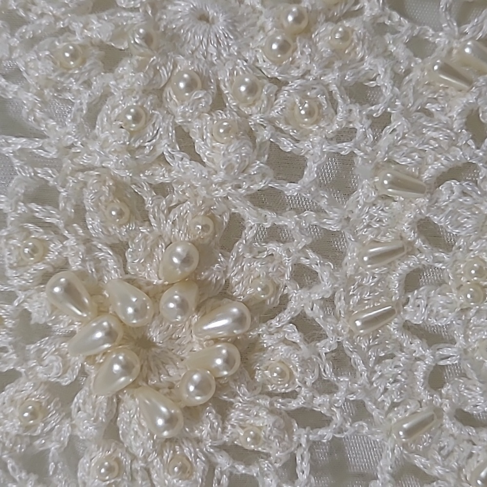 Seventh Avenue crochet pearl beaded top Romantic Y2K Boho Festival Fairy - Picture 4 of 11